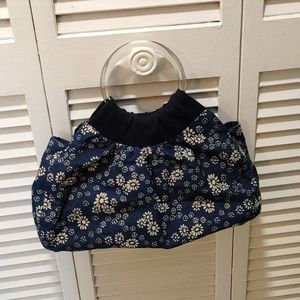 Flowered denim bag with Lucite handles